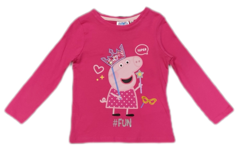 Peppa Wutz Langarmshirt Pink für Mädchen mit dem Schriftzug "Fun"